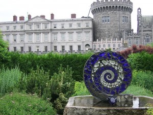 Dublin Castle with Spiral Sculpture